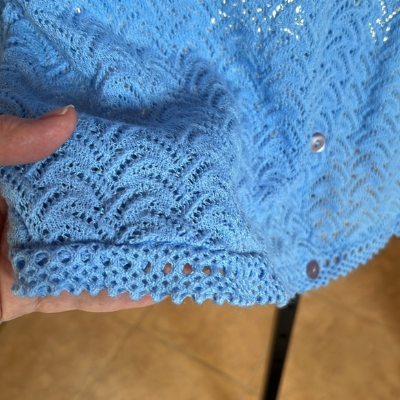 Vintage Kmart Blue Knit Cardigan Size 42 Size 14 Size Large - Picture 7 of 8